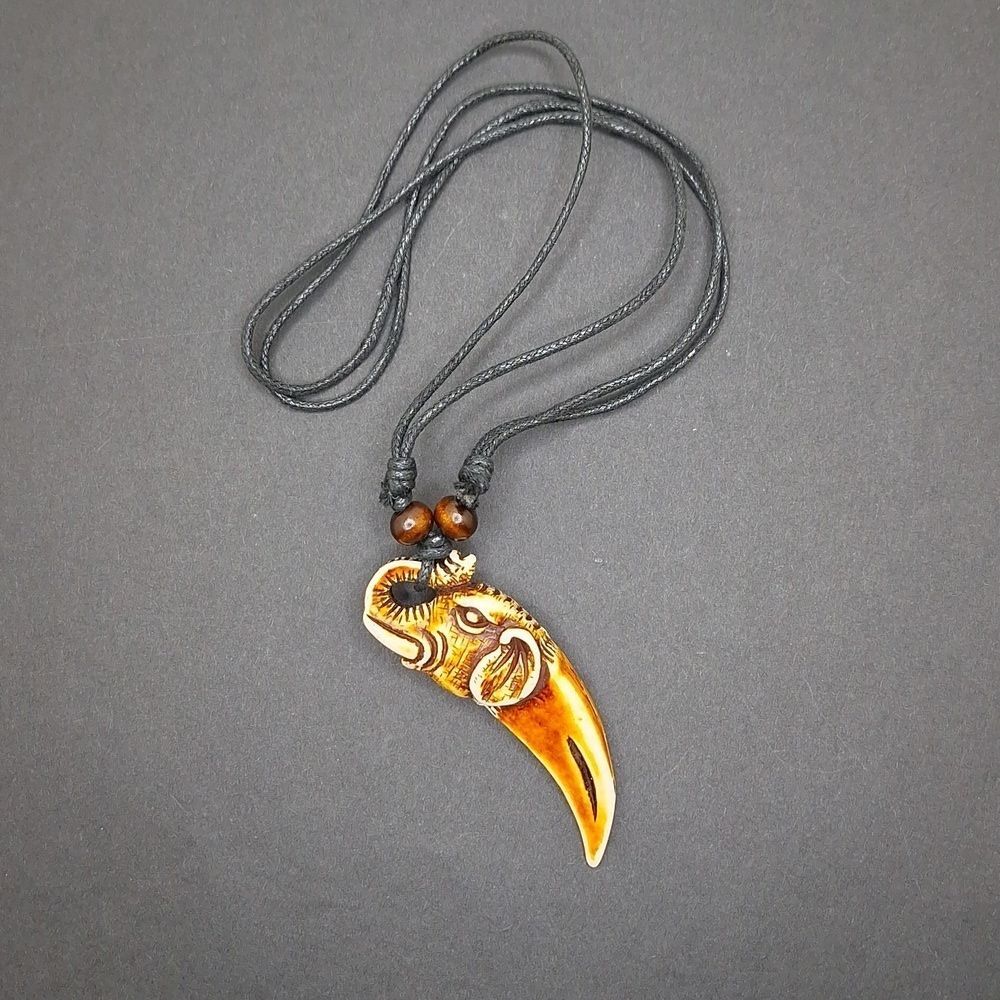 Elephant tooth pendant adjustable NECKLACE